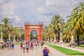 Promenade Passeig de Lluis Companys and the Arc de Triomf - a triumphal arch in the city of Barcelona in Catalonia, Spain. Royalty Free Stock Photo